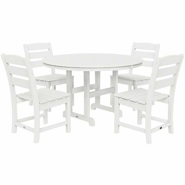 Polywood Lakeside 48'' White 5-Piece Round Table Dining Set 633PWS5171WH